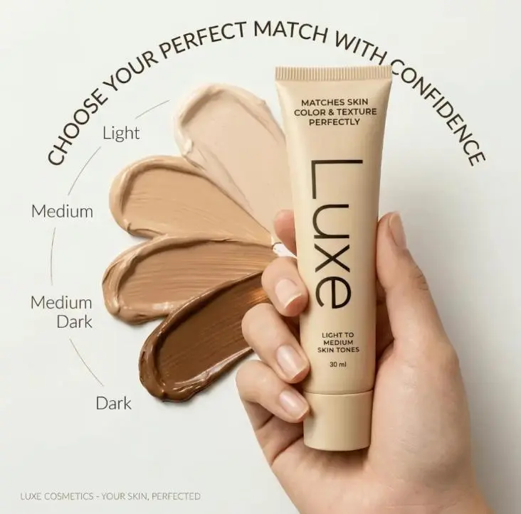 Color Changing Foundation for Women -Instantly Adapts to Your Skin Tone -Buildable Light-to-Medium, Medium Dark-to-Dark, Coverage - 12-Hour Wear - NaturalDewy Finish