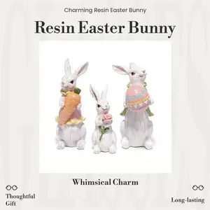 Hodao 2026 New Adorable Rabbit Figurines – Easter Egg, Carrot & Rose Decor with Protective Gift Box