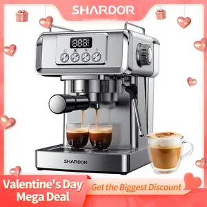 SHARDOR Espresso Machine 20 Bar with Milk Frother Steam Wand, Professional Latte & Cappuccino Maker for Home, 60 Oz Water Tank, Temperature Display, Stainless Steel, 1350W Coffee Making Machine Single Cup Brew