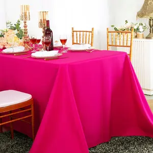 72"x120" Seamless Rectangular Premium Polyester (240 GSM) Tablecloth - Fuchsia (1pc)