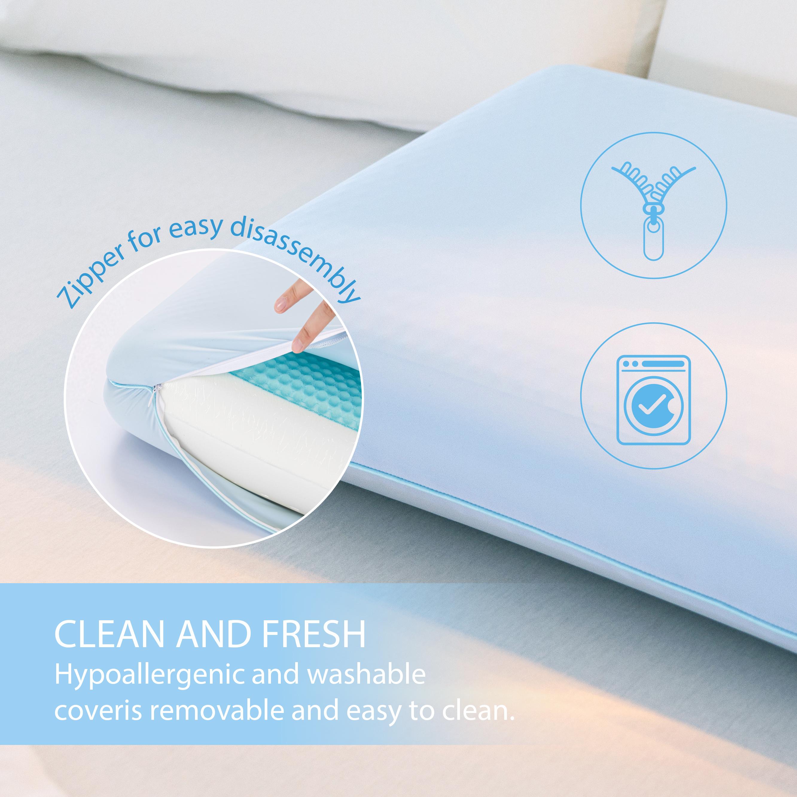 EGO Cooling Gel Pillow with Memory Foam, 1 Count, 26X16 Inches, Soft, Removable & Machine Washable Cover, Queen Size