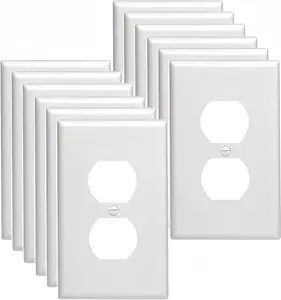Outlet Covers Wall Plates -Duplex Outlet Covers, 1-Gang Standard Size Wall Plate for Outlets, Duplex Receptacle Wall Plate,Unbreakable Polycarbonate Thermoplastic,Ul Listed (12-Pack,White) ConWen