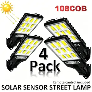 2/4pack Solar Lights Outdoor, 6000 Lumens 108COB LED Solar Powered Motion Sensor Wall Lamp - IP65 Waterproof with Remote Control, Durable Security Light for Outside Wall, Garden, Yard, Porch Hanging