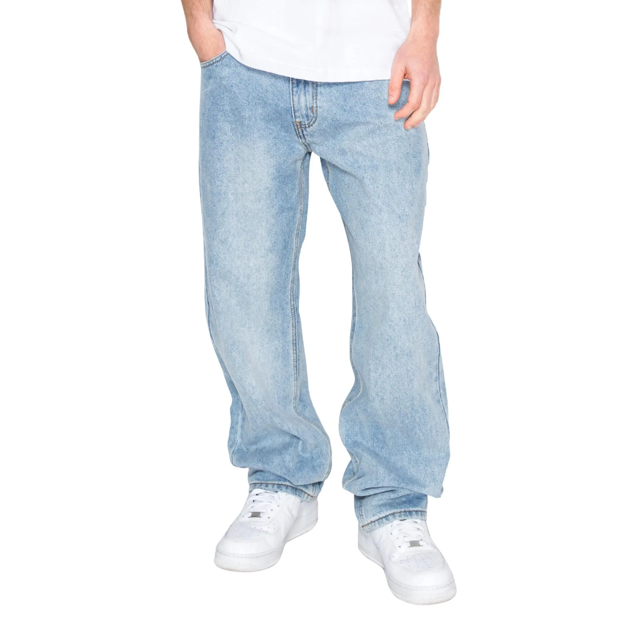 VICTORIOUS Men's Atlas 13oz Heavyweight 100% Cotton Denim Jeans - Menswear Mens Clothing Wide Leg Pants, Oversized, Hemmed, Pocketed, Retro Style 90s Look Street Style Trousers