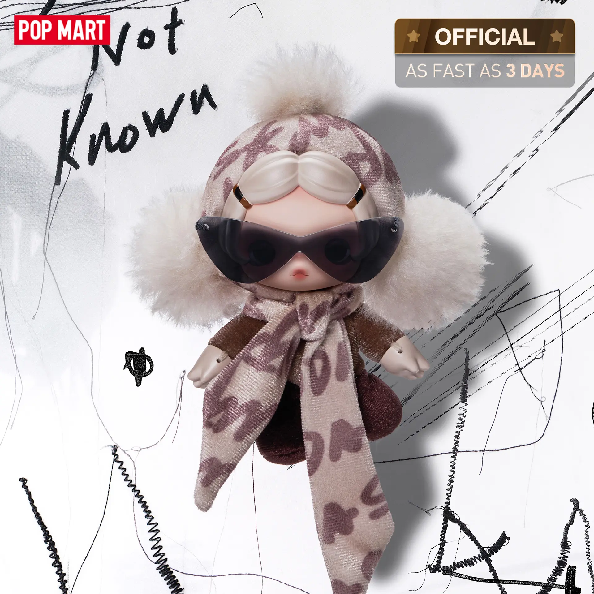 POP MART θ SKULLPANDA Off Mode Series Plush Doll Pendant Blind Box, Bag Charm