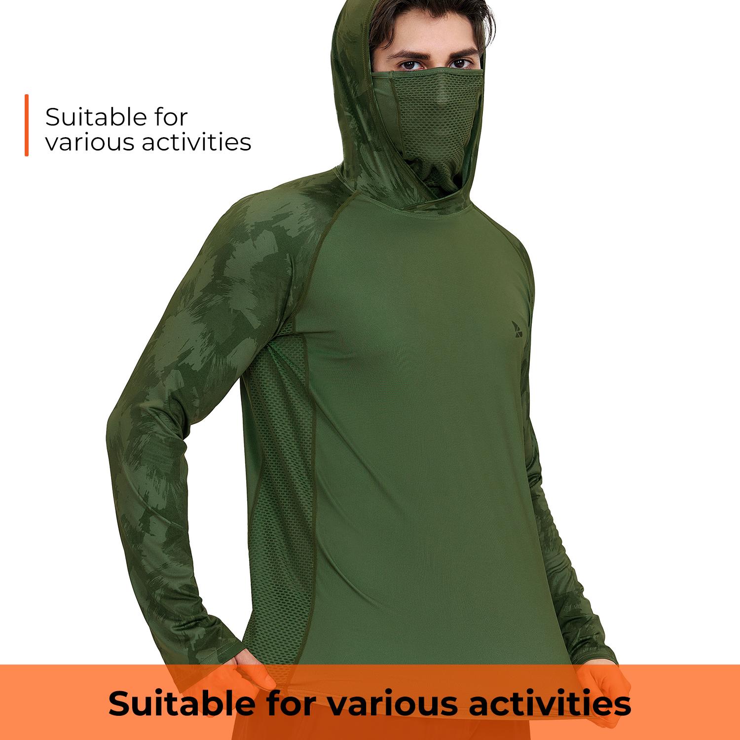 【RODEEL】915 Sun Hoodie Shirts w/ Mask Neck Gaiter Men UPF 50+ UV Protection Long Sleeve Lightweight Quick Dry Moisture Wicking Breathable Cooling Athletic Activewear for Outdoor Sport Fishing Boating Hiking Cycling Roofing Construction Tree Service 【RODEEL】915 Sun Hoodie Shirts w/ Mask Neck Gaiter Men UPF 50+ UV Protection Long Sleeve Lightweight Quick Dry Moisture Wicking Breathable Cooling Athletic Activewear for Outdoor Sport Fishing Boating Hiking Cycling Roofing Construction Tree Service