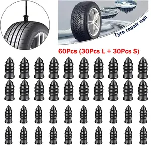 60/30Pcs Tire Repair Screws Plugs, Self-service Tyre Repair Vacuum Rubber Nails Kit for Car/Motorcycle/Truck/Tractor Puncture Fast Tyre Repair Supplies
