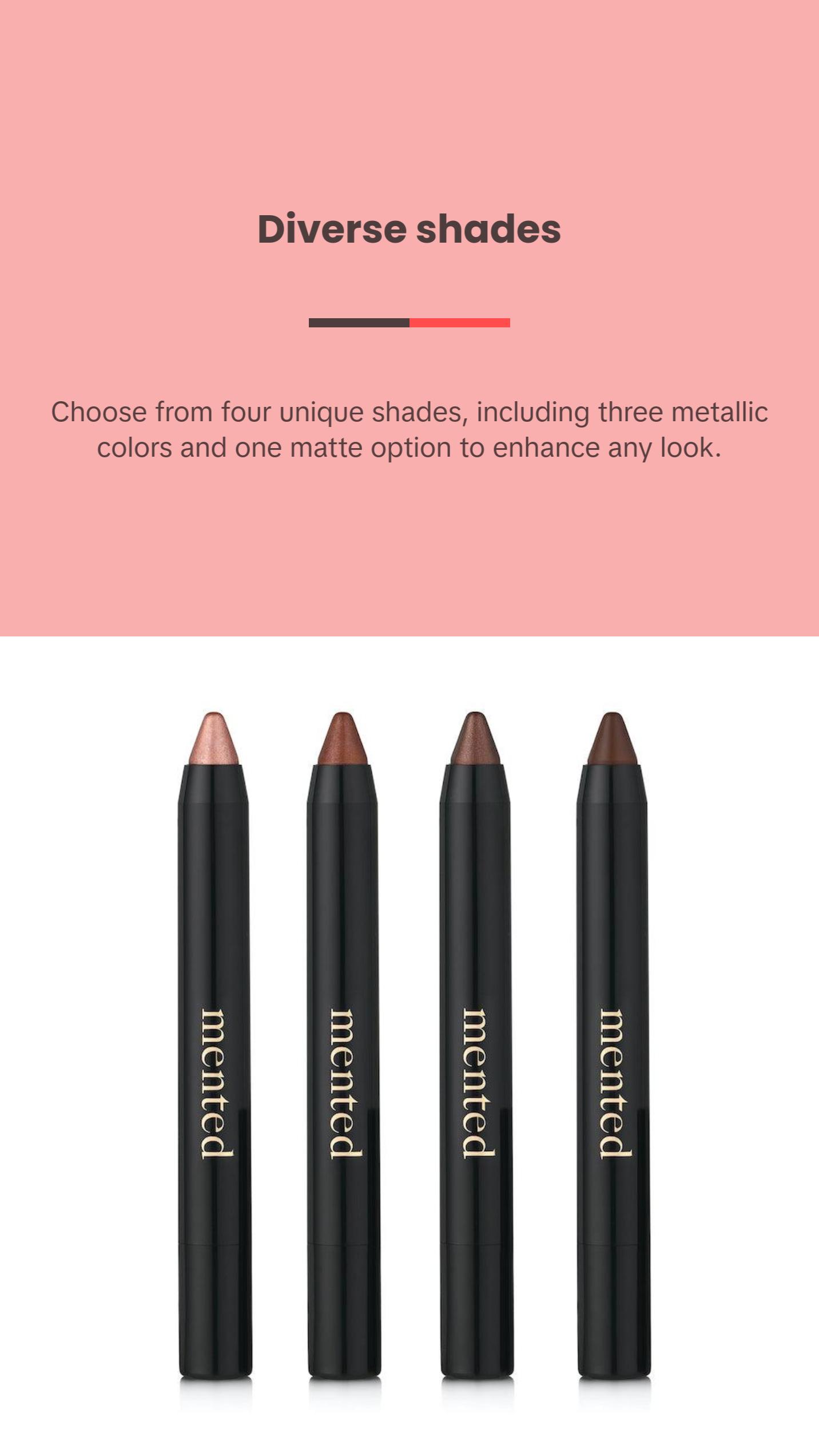 Mented Cosmetics Color Intense Eyeshadow Sticks - Long-lasting, Waterproof, Matte and Metallic Shades, 4 Unique Shades - Makeup metallic eyeshadow