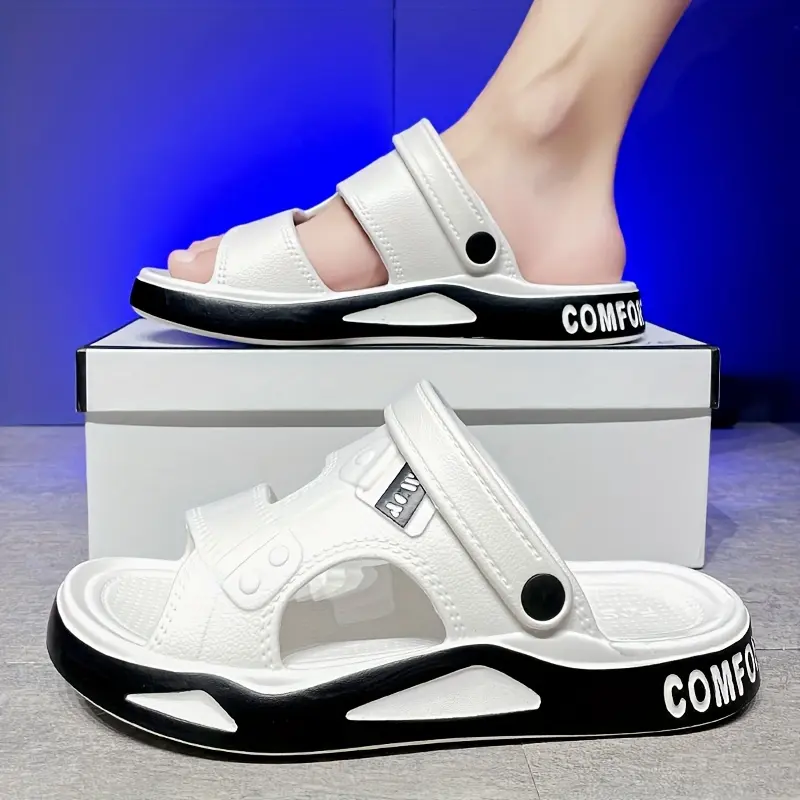 Women's Summer All-EVA Slip-On Beach Slide Sandals - Breathable, Non-Slip, Quick-Drying Open-Toe Flat Sole Solid-Color Slippers for Indoor/Outdoor Casual Use