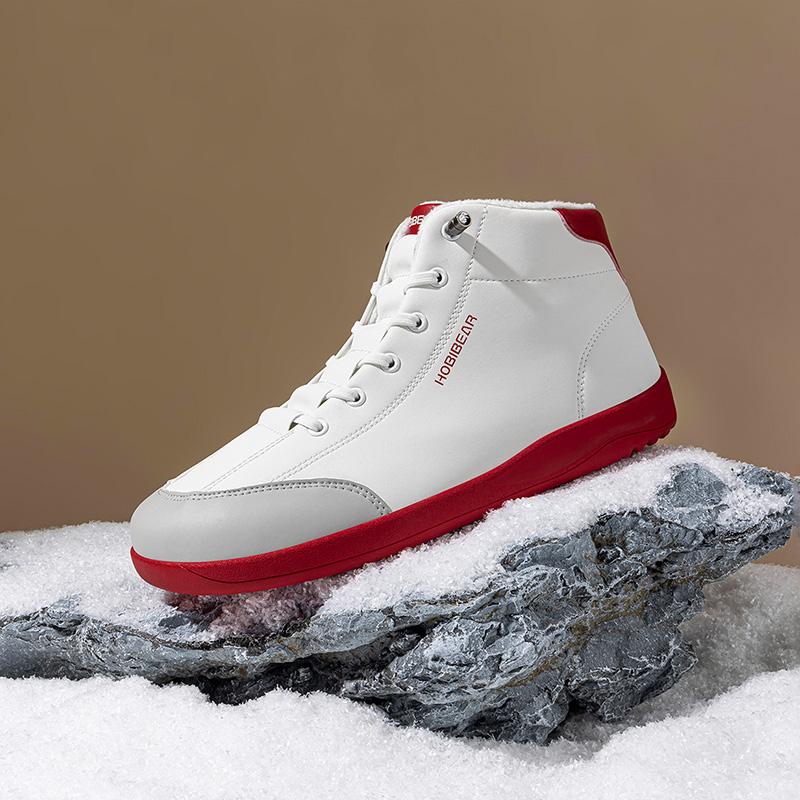 HOBIBEAR Winter Fleece Lined Wide Toe Shoes Spring Autumn Men's Sports Shoes Mid Top Flat Women's Skate Shoes