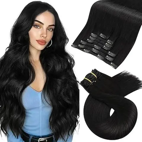 MORESOO Clip-in Hair Extensions Remy Human Hair Natural Straight Weighted for Comfortable Wear#DealsForYouDays