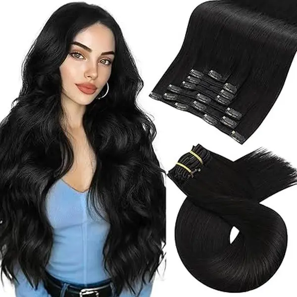 MORESOO Clip-in Hair Extensions Remy Human Hair Natural Straight Weighted for Comfortable Wear#DealsForYouDays