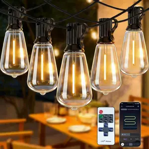 200FT Outdoor Patio String Lights, 84 LED Bulbs, App + Remote + Timer Control, Dimmable Waterproof Lights for Backyard Porch Party Decor