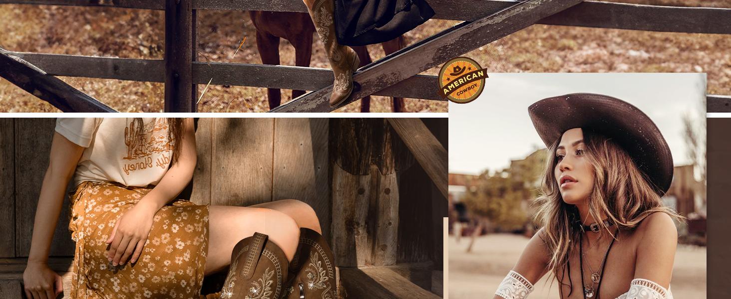 Cowboy Boots for Women - Knee High Western Cowgirl Boots with Sparkly Rhinestone Embroidered Pointed Toe Chunky Heel Pull on Zipper Fashion Vintage Tall Boots Cowboy Boots for Women - Knee High Western Cowgirl Boots with Sparkly Rhinestone Embroidered Pointed Toe Chunky Heel Pull on Zipper Fashion Vintage Tall Boots