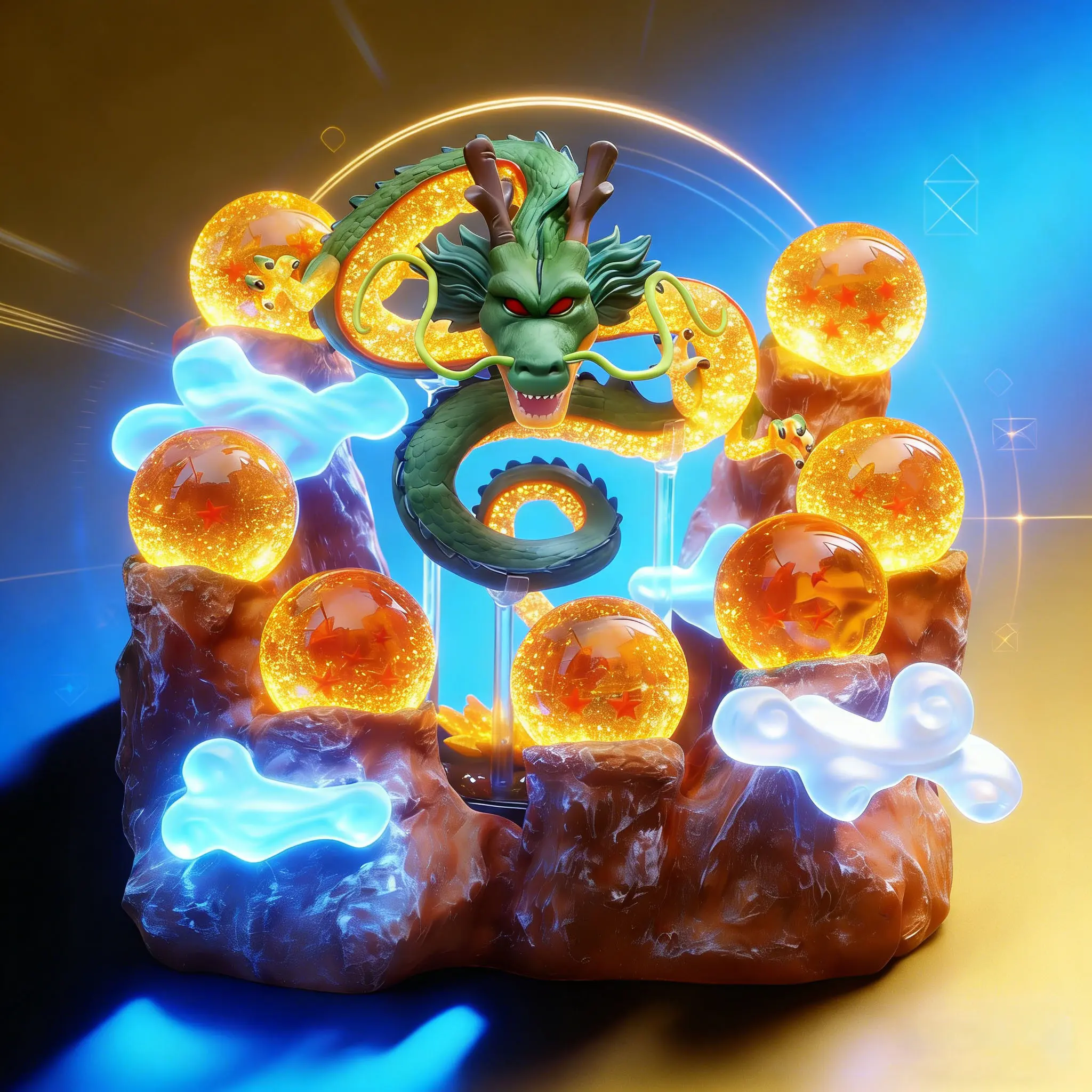 DBZ Dragon Statue Set Character Resin Dragon Rockery Statue with 4.3cm Crystal Ball 7-piece Yamagata Bracket is used for Halloween, Christmas, Valentine's Day and other holiday parties to decorate collectible art ornaments. tiktokshopspringglowup summervi