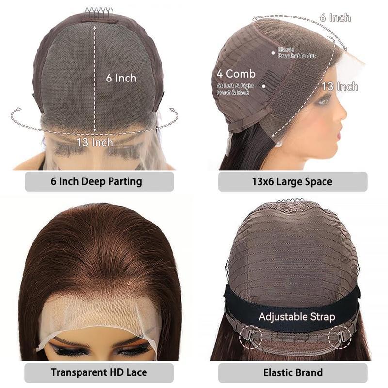 BABOSHOW 4# Ginger Brown Lace Front Wig Human Hair Body Wave 13x6 HD Transparent Lace Front Wigs Pre Plucked Straight 99J Burgundy Colored Brown Wig Human Hair Wigs For Black Women