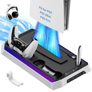 VIDPPLUING PS5 Controller Charging Dock Compatible with All Slim Pro Models Dual Slot Fast Charging Station with Adjustable Lighting for PS5 Controllers