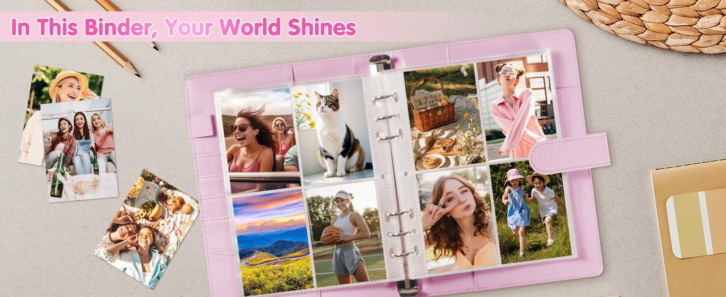 Kpop A5 Minimalist Photocard Binder with 4 or 9Pocket Single Side Inner Refills 2 Divider Acid-FreeDecor Lightweight for Trading Cards & Photos -Purple PU Leather