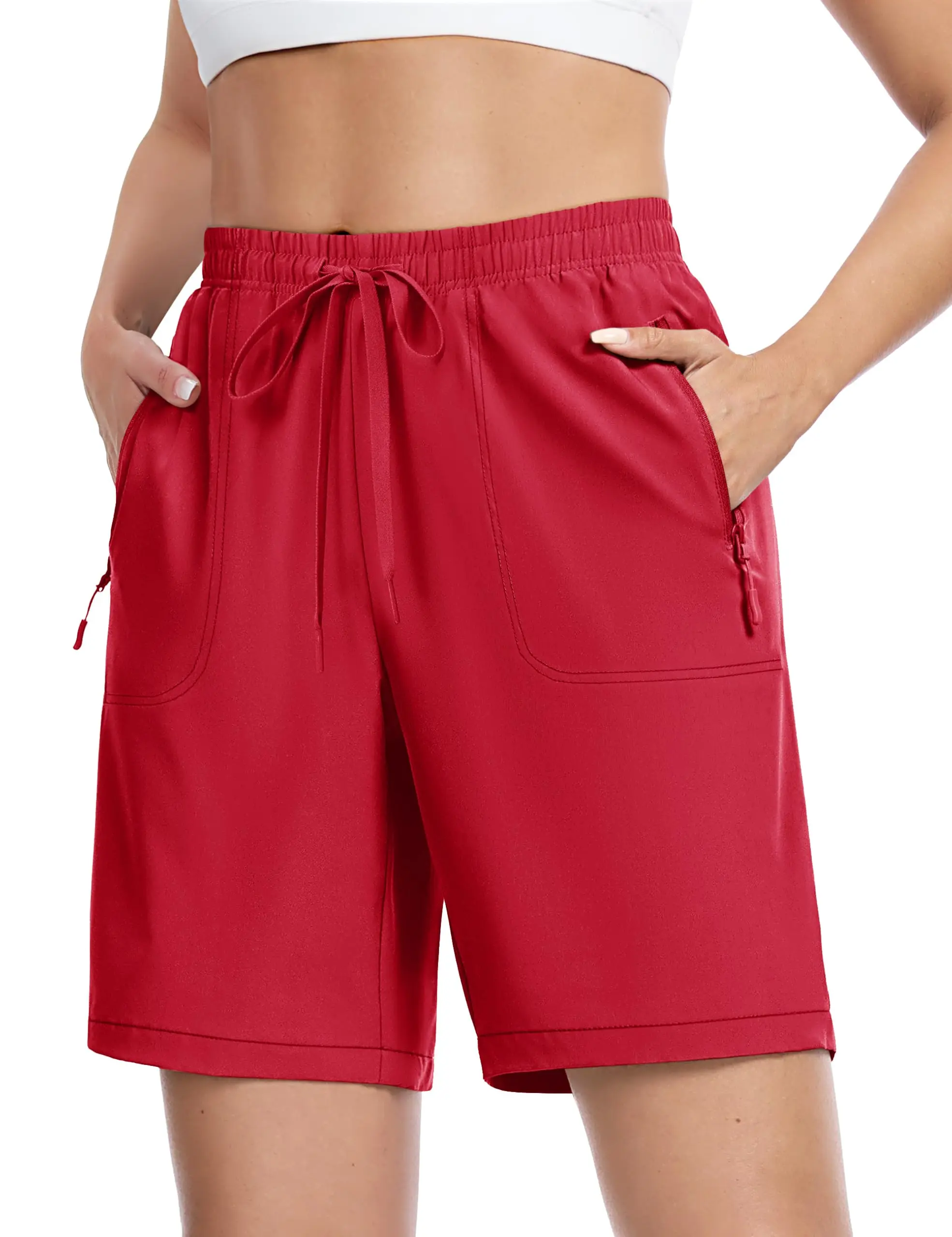 Cotrasen Women's Hiking Shorts 8" Quick Dry Lightweight Water Resistant Athletic Shorts with Pockets Outdoor Golf Active
