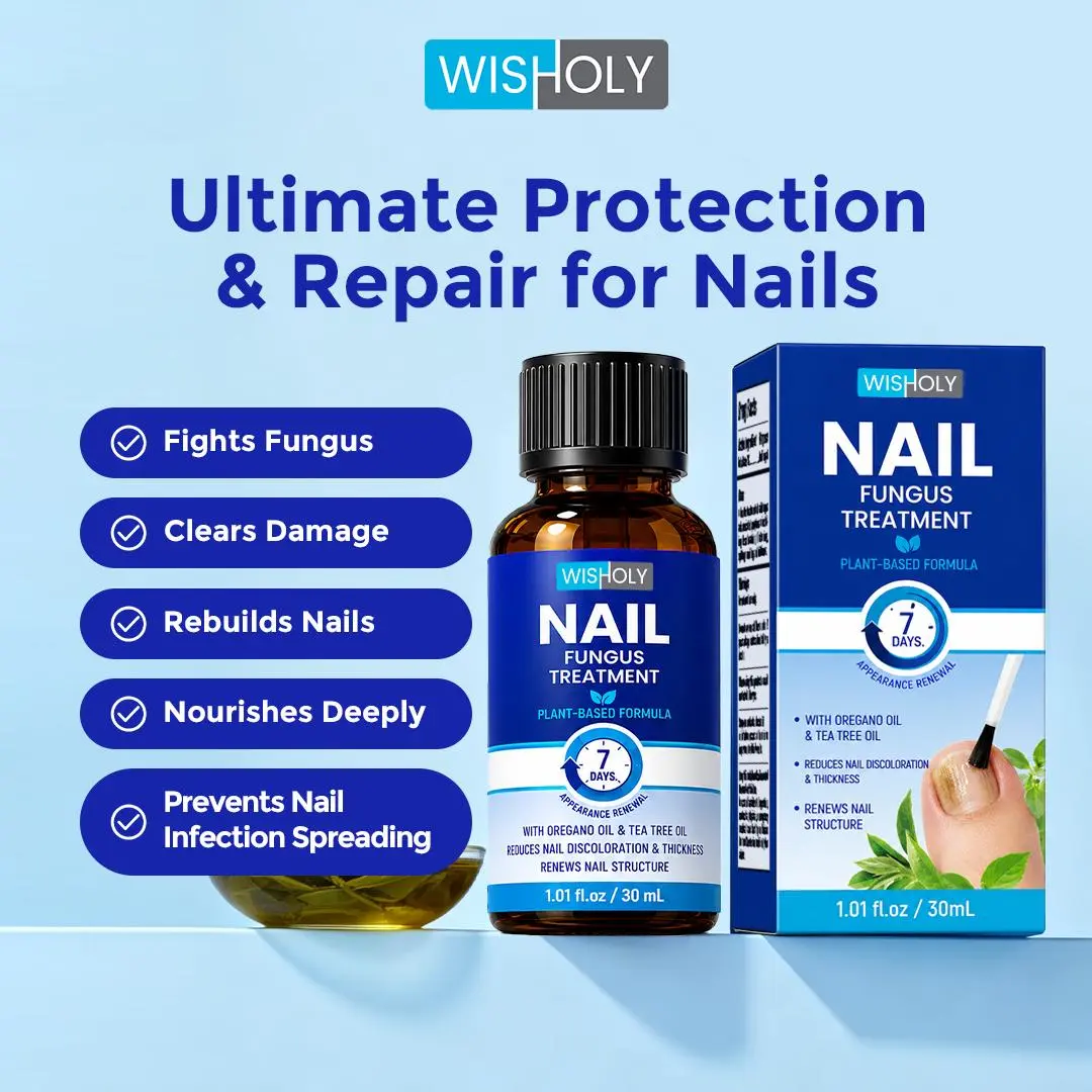 Wisholy Toenail Fungus Treatment Extra Strength ,Antifungal Solution ,Triple Action Formula for Damaged Nails, Multi-Purpose Nail Repair