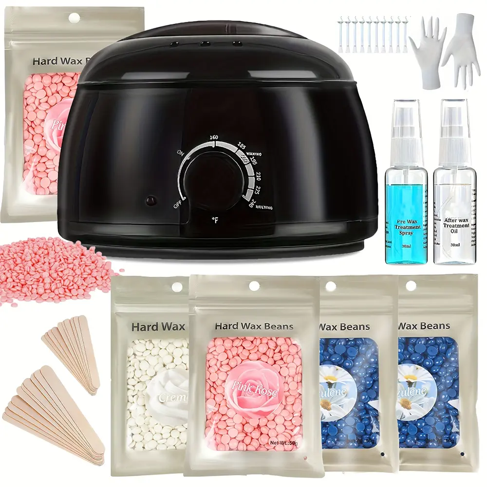 Summervibes Wax Machine Kit for Hair Removal Waxing Heater and Beans Kit Depilatory Epilator Wax-melt Pot Paraffin Warmer Heating Machine clt  waxer wax  tip affordable  wax  kit ai  wax  hair  removal waxing  kit hair removal wax bean Body Care Smooth Wa