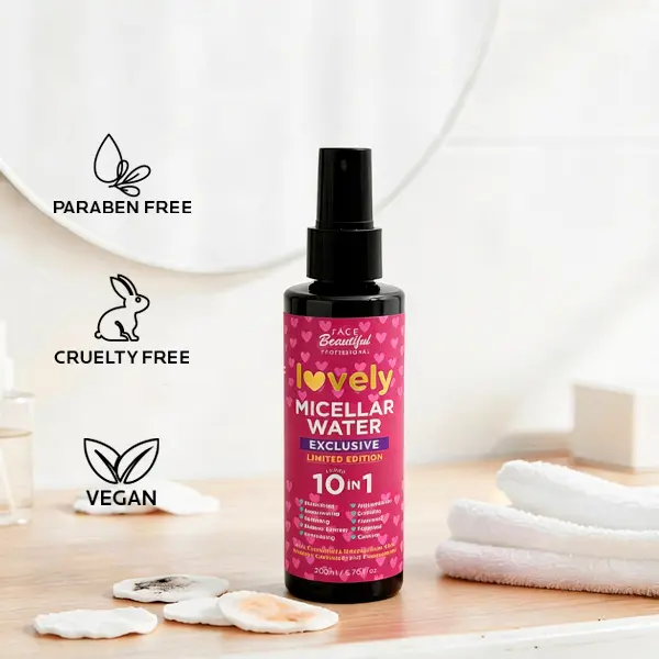 Face Beautiful Brazilian 10-in-1 Micellar Water - Gentle, hydrating cleansing with soothing antioxidants for all skin types, removes makeup and impurities, 200 ml / 6.76 fl oz