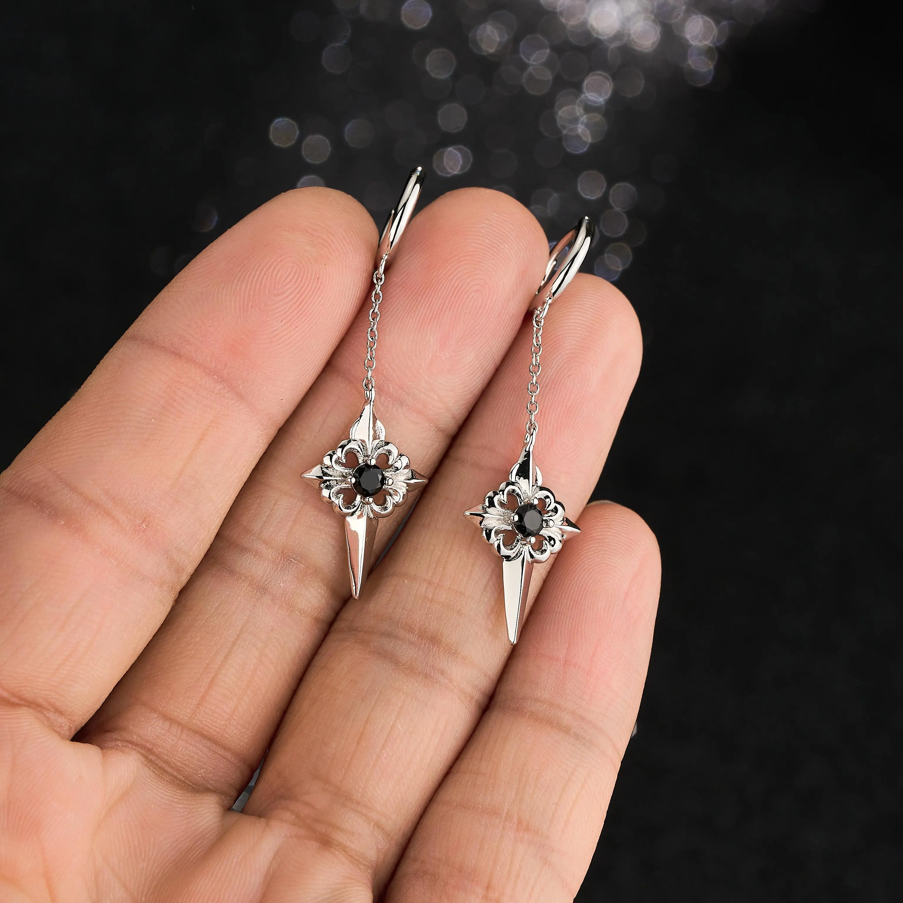 OUFER BODY JEWELRY Gothic Cross Earrings, Long-lasting 316L Stainless Steel Jewelry, Alt Style Non-Tarnish Accessories for Women, Anti Tarnish, Casual, Everyday Wear, Cross Motif
