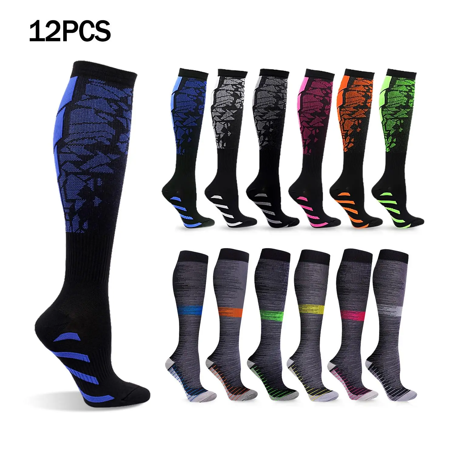 6/12 Pack Copper Compression Socks for Women and Men Circulation-Best Support for Medical, Running,Nursing,Athletic