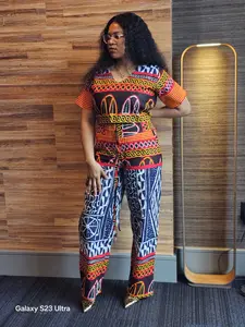 African Print Two-Piece Set for Women | Boho Free Wear Top & Pants Outfit