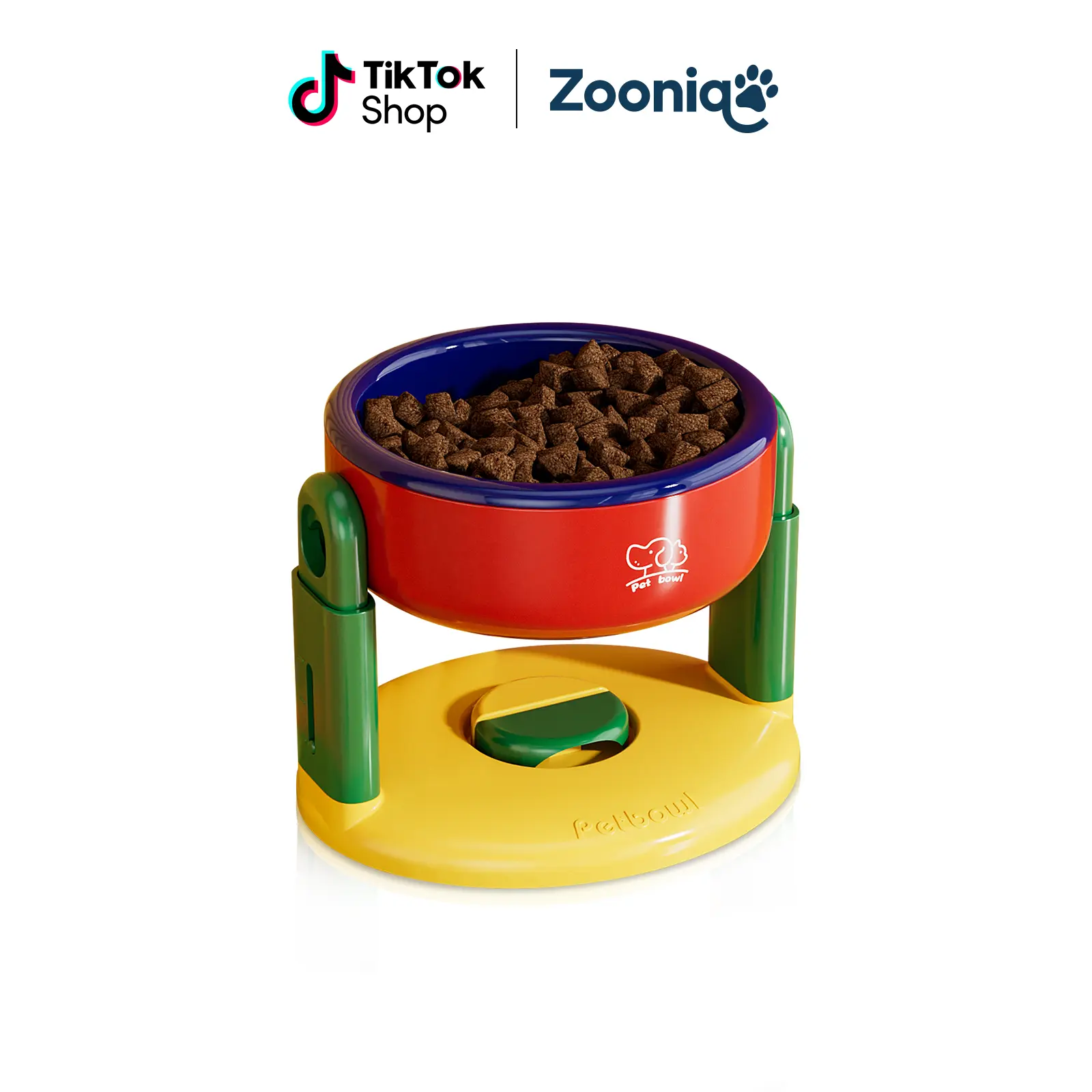 【Deal】Zooniqo Round Liftable Suction Cup Elevated Pet Bowls for Dogs, Adjustable Height for Spinal Support, Anti-Spill Non-Slip Base, BPA-Free Indoor Flat-Face Safe Detachable Slow Feeder, Fast-Wiping Clean Base