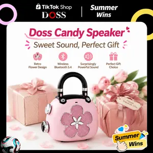 DOSS Candy Mini Retro Bluetooth Speaker - 5W Full-Range Driver, Lightweight Stylish Pink, Compact Portable Wireless Mobile Audio, Tech Gadgets for Girls, Mothers Day Mom Gift for Outdoor Use fathersdaygift