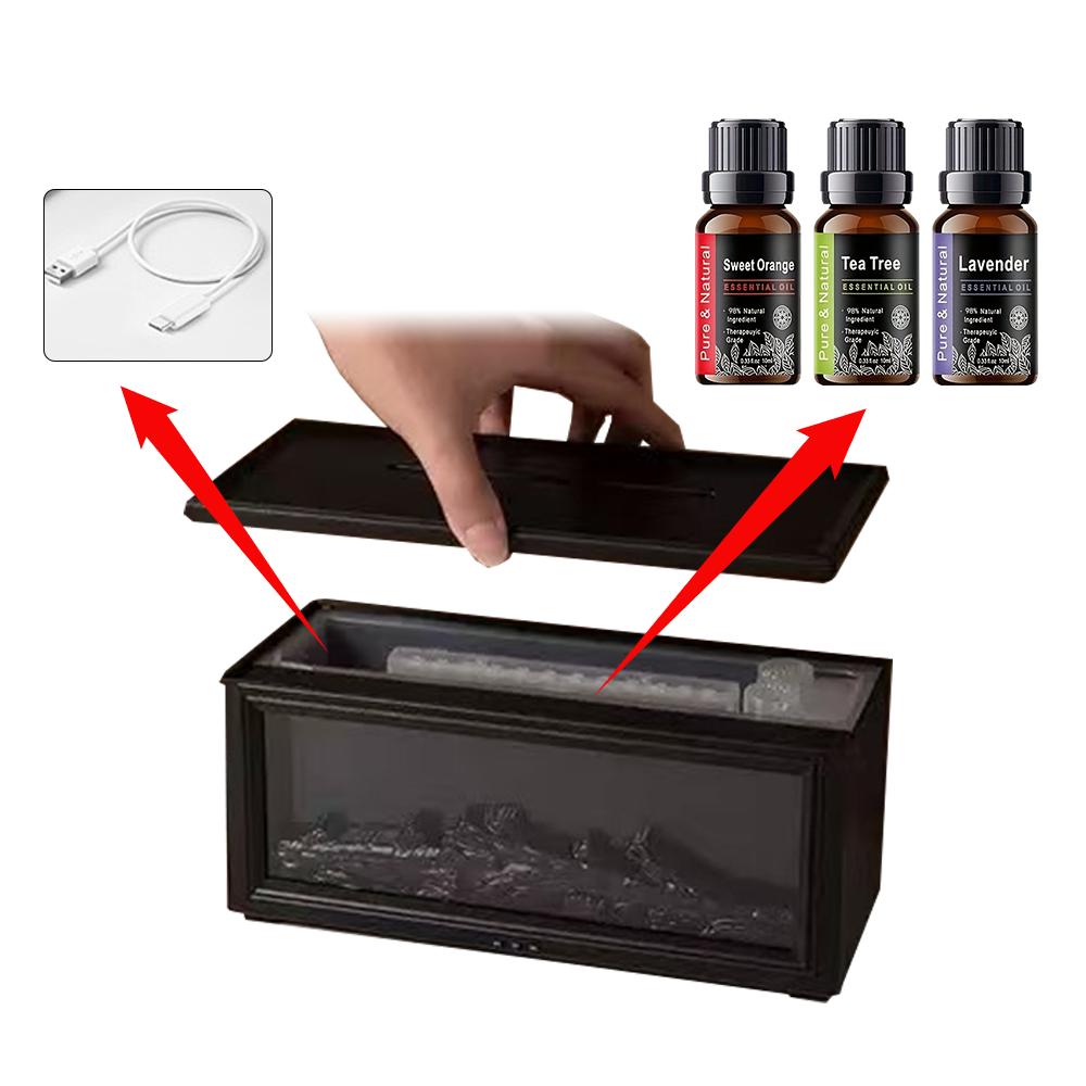 300ml Colorful Fireplace Flame Humidifier Aromatherapy Diffuser with Remote and Timer for Home and Office fire diffuser aroma diffuser humidifier humidifier purifier bourbon  humidifier whisker  humidifier