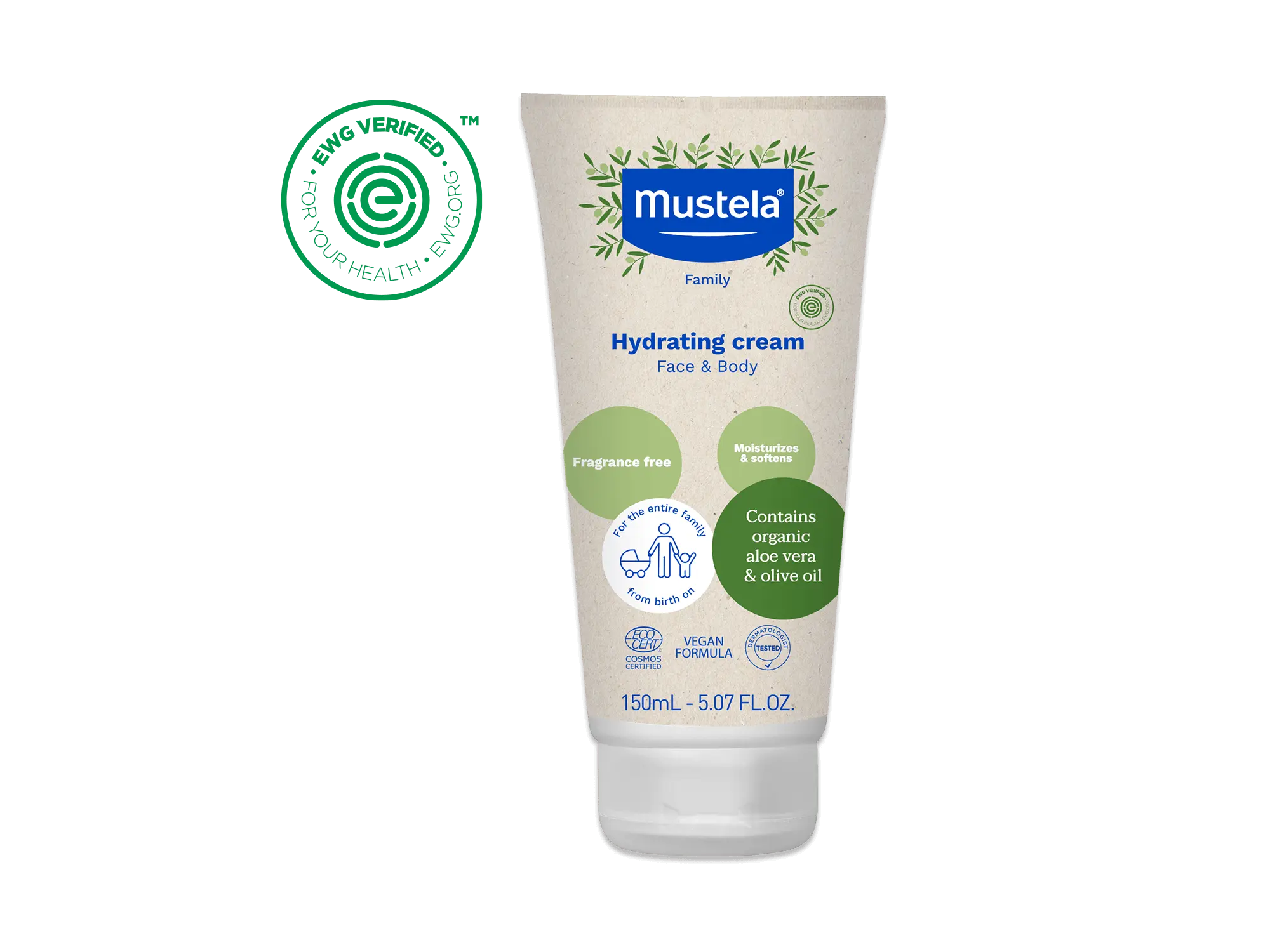 Organic hydrating cream with olive oil and aloe