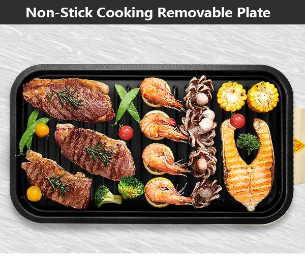Pukomc Electric Smokeless Indoor Grill 1500W Non-Stick Cooking Removable Temperature Control Dishwasher Safe Portable Korean BBQ Grill - Cooker Hot Dogs Meats Nonstick Coating Griddle Pukomc Electric Smokeless Indoor Grill 1500W Non-Stick Cooking Removable Temperature Control Dishwasher Safe Portable Korean BBQ Grill - Cooker Hot Dogs Meats Nonstick Coating Griddle