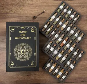 Mother's Day Gift: Witchcraft Organic Dried Herb Starter Kit, 45 Bottles in Black Gift Box, Includes Crystal Spoon for Ritual & Bath Use