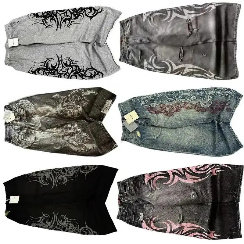 Unisex Y2K Baggy Jeans with a Grunge Vintage Style, Relaxed Fit for Skateboarding, Loose Embroidered Denim Pants for Hip Hop Dance Suitable for Both Men and Women Streetwear Womenswear, Bottom, Trouser,