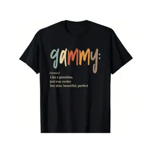 Men's 3XL Black T-Shirt - Gammy Grandma Word Art with Multicolor Sentimental Lettering (Grandma/Grandma's Name Example) - Retro Casual Fit, All-Season, Gift for Grandfathers & Grandsons - Funny Family Apparel