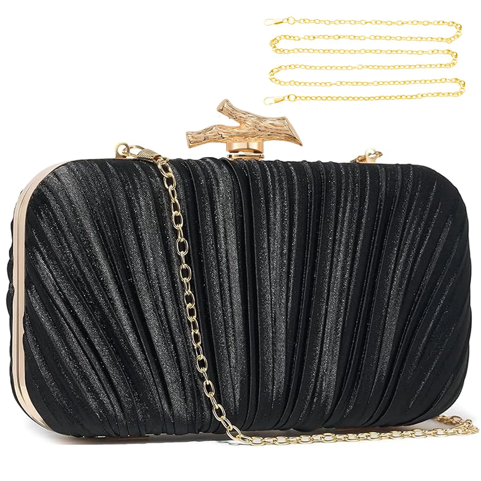 Jambhala Women's Pleated Silk-Satin Evening Clutch, Elegant Champagne Pink Bag for Weddings, Formal Events, Lightweight Birthday Gift for Ladies
