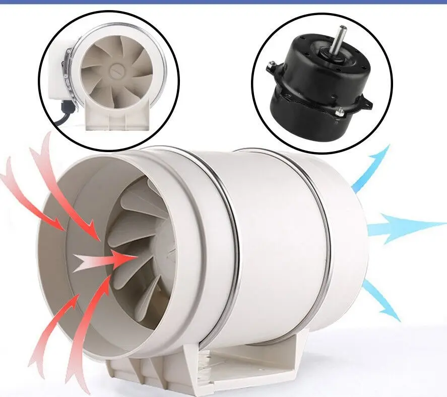 4 Inch Inline Duct Fan Tube Ventilation Fan Extractor Exhaust Blower 35W 220CFM