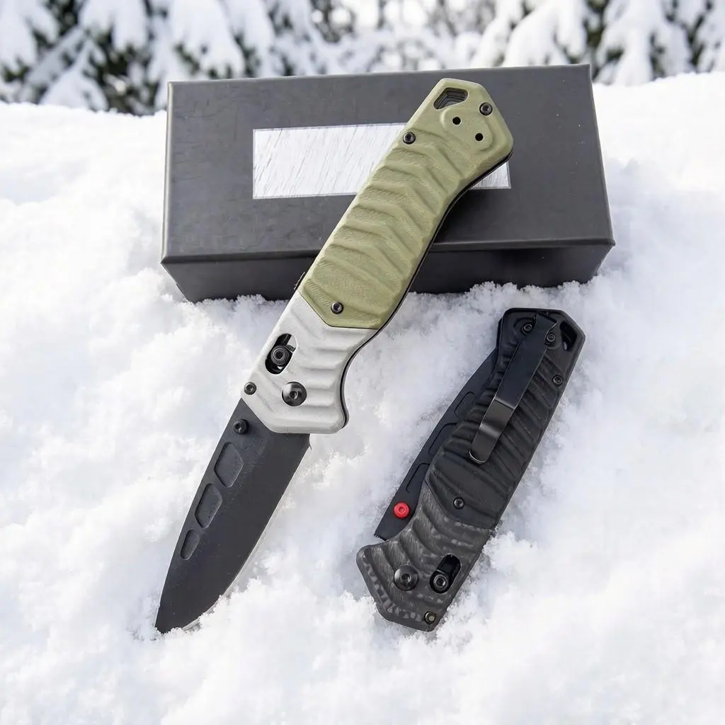 BM593 folding knife, premium EDC pocket knife, durable kitchen tool, camping essential, men’s gift, sharp blade, fruit cutter