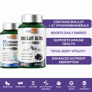 Flynew Shilajit Ultra & 21 All-in-One Vitamins Bundle - 120 Capsules with 85+ Trace Minerals & Pure Himalayan Organic Resin for Optimal Health Support - Fitness, Healthcare