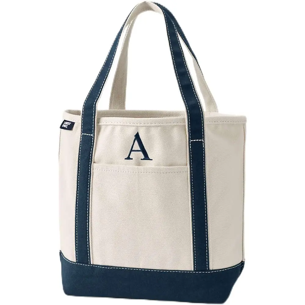 Lands' End Pre-Monogrammed Letter Canvas Tote Bag