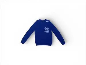 OBJ0018 LV BOULCE LV Initials Knit Sweater Royal Blue