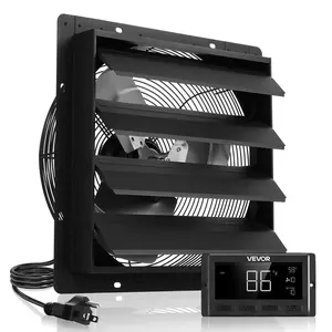 VEVOR 16 inch Shutter Exhaust Fan,  , Wall Mounted Attic Vent Fan with Smart Programming Variable Speed Temperature Control, 2900 CFM,EC Motor,Timer, for Shed,Garage,Greenhouse Ventilation Cooling,Black