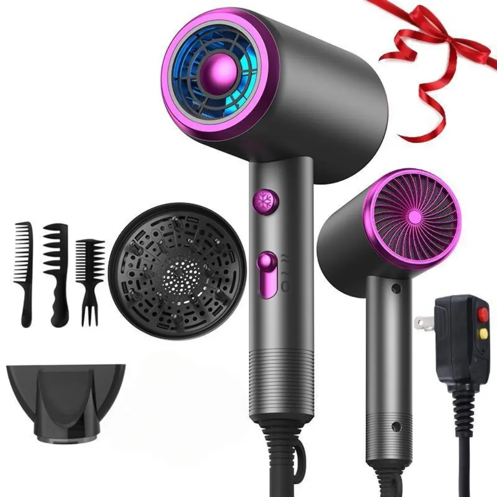Powerful Ionic Hair Dryer Kit (1 Set), Including Hair Dryer & Concentrator & Diffuser & 3 Comb & Manual, Professional Hair Styling Tool, Versatile Styling Options, Frizz Reduction, Winter & New Year Gift, Christmas Gift, Gift Set