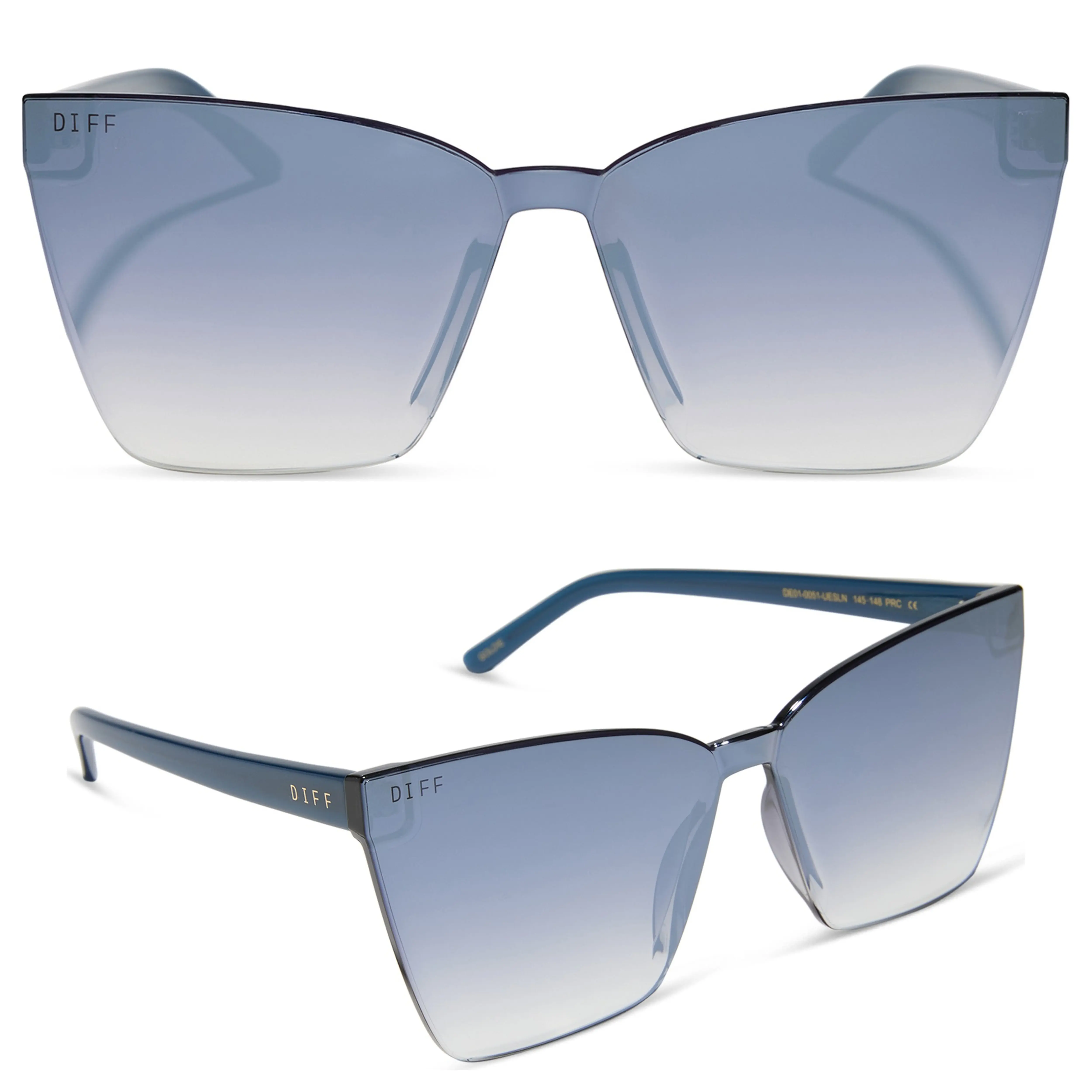 DIFF Goldie Oversized Cat Eye Sunglasses Mirrored Lens