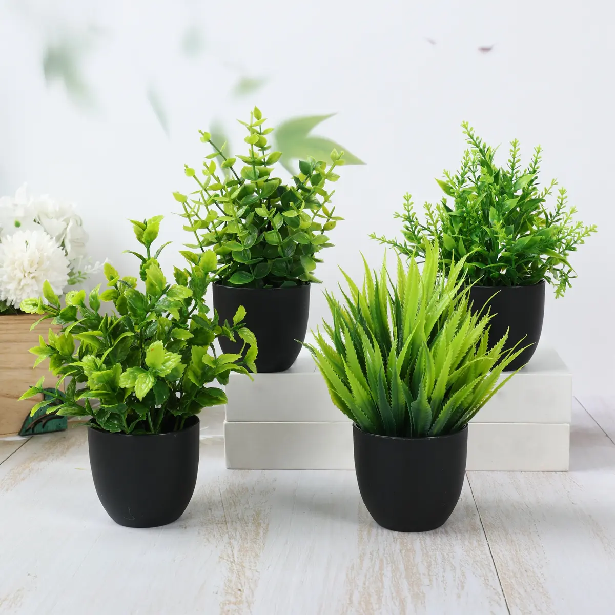 2/4pcs set Simulation Small Potted Plants, Home Kitchen Supplies, Bathroom Bedroom Decoration Mini-plant, Living Room Interior Decoration (green) Potted Artificial Plants, Simulation Eucalyptus Greenery,dorm decor,dorm room decor