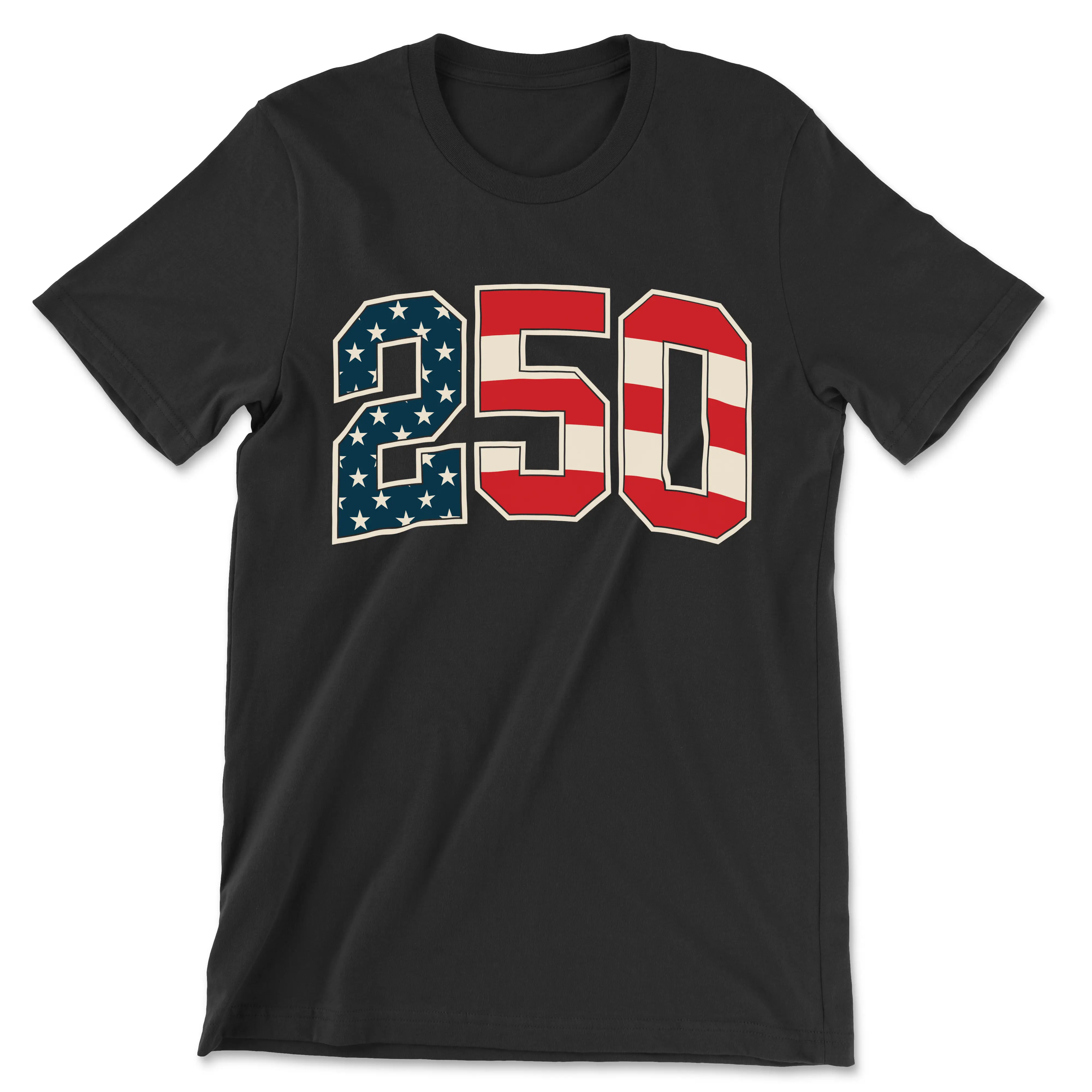 Men's Unisex USA Style "250" Graphic T-Shirt, 100% Cotton Streetwear Top, Breathable Short-Sleeve Classic American Design for Everyday Casual Wear