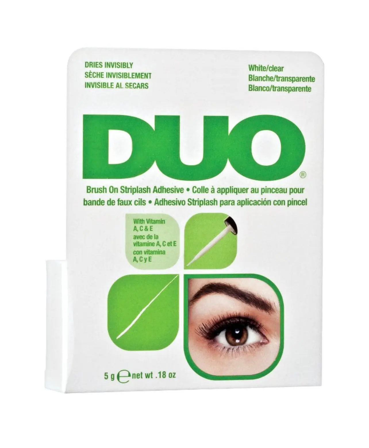 Duo Brush-On Striplash Lash Glue - Cosmetic False Lashes Adhesive for Eyelash Extensions, White/Clear Formula for Easy Take Over Application