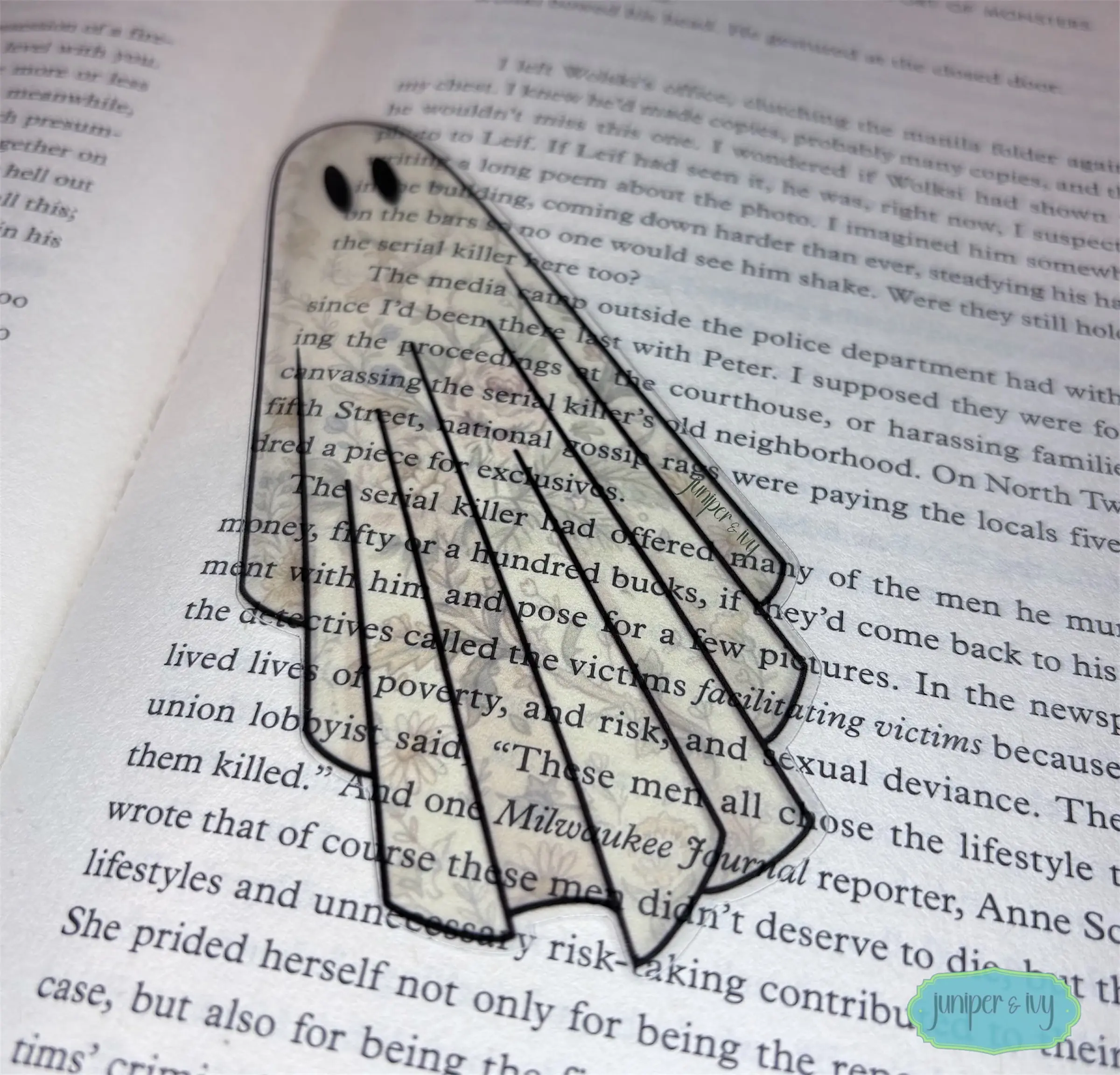 Vintage Floral ghost transparent bookmark